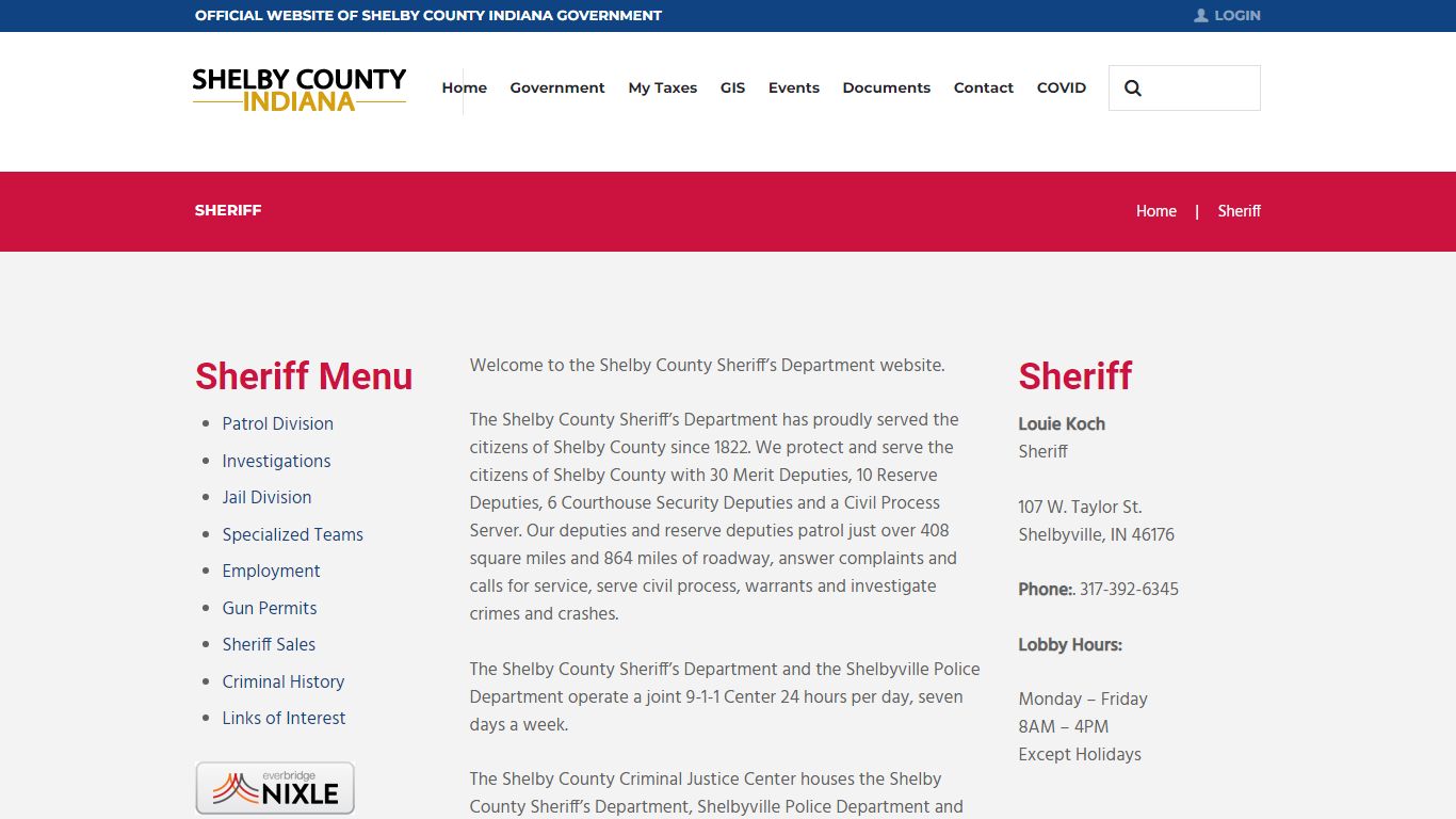 Sheriff – Shelby County Indiana Government