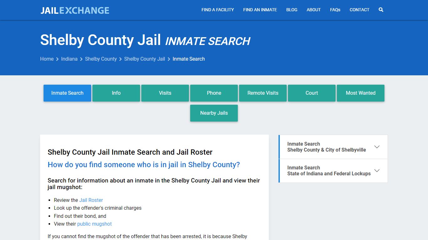 Inmate Search: Roster & Mugshots - Shelby County Jail, IN
